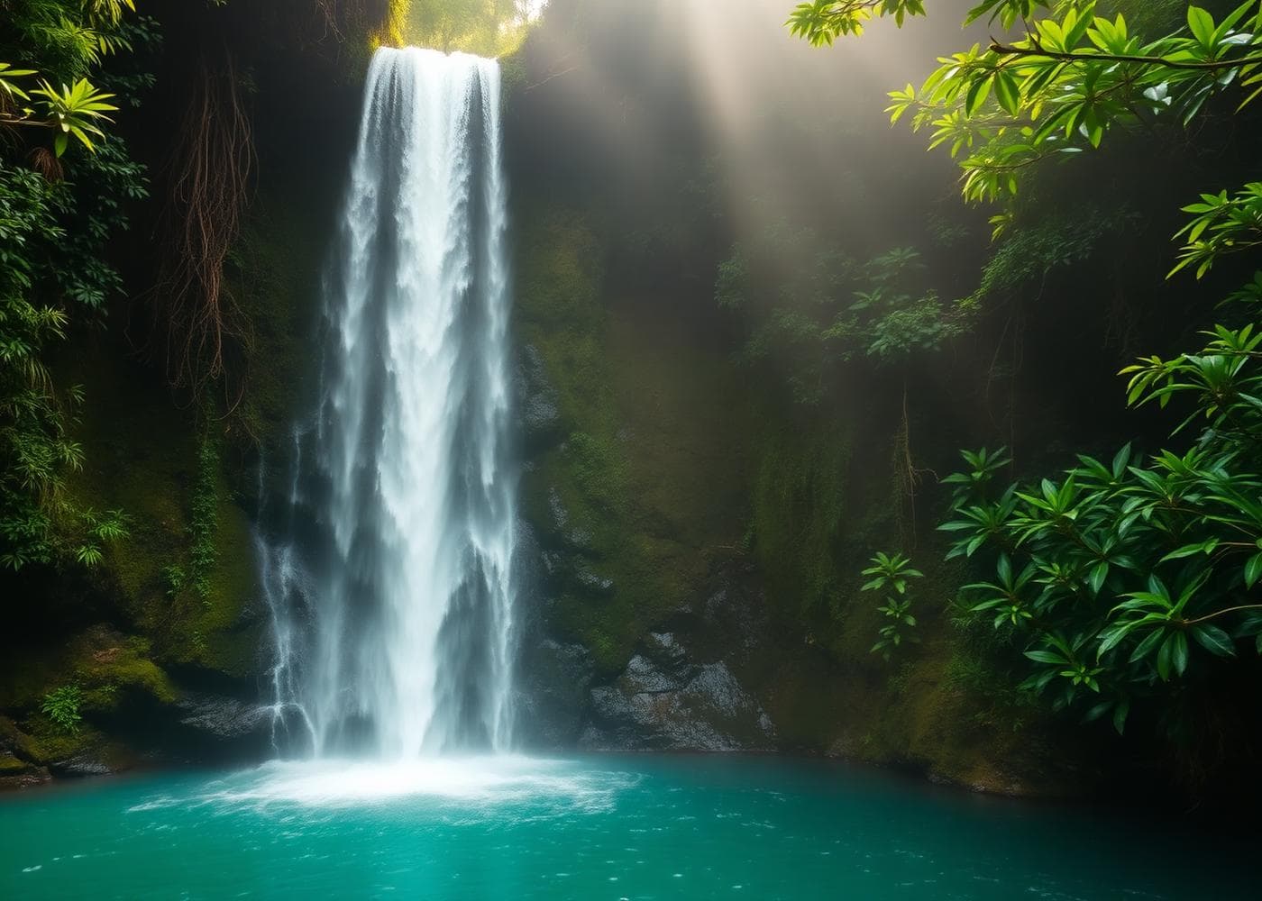 Cascada entre vegetación densa