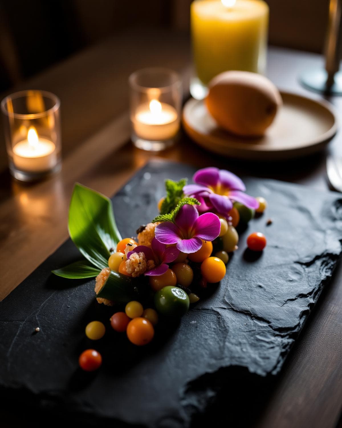 Mesa preparada dentro de una experiencia gastronómica tropical
