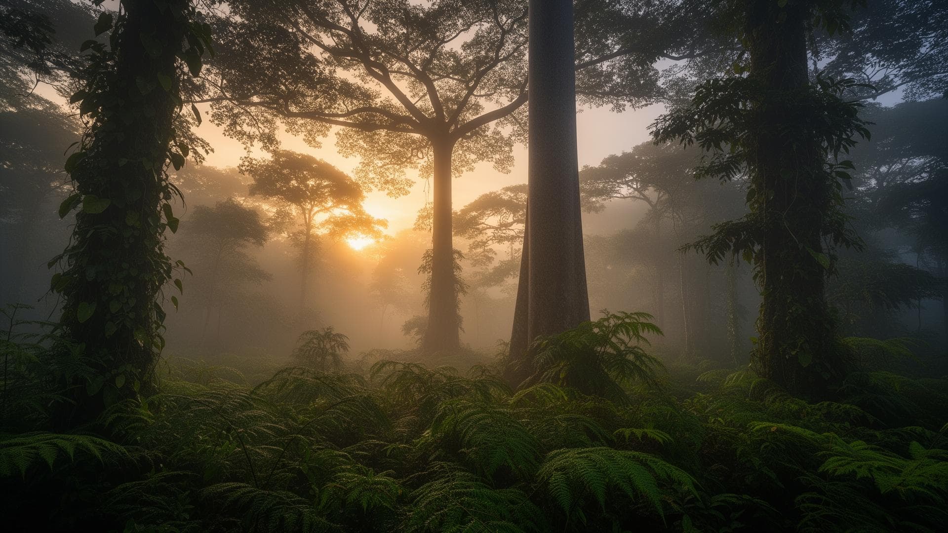 Bosque húmedo cubierto por neblina en Costa Rica